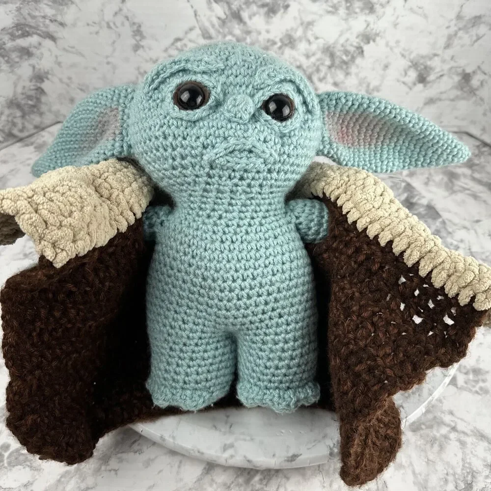 Star Wars Mandalorian Grogu The Child Baby Yoda Handmade Crochet‎ Plush Doll